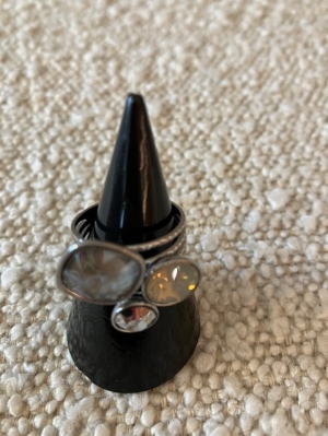 zilveren ring 3 blauwe stenen blauw