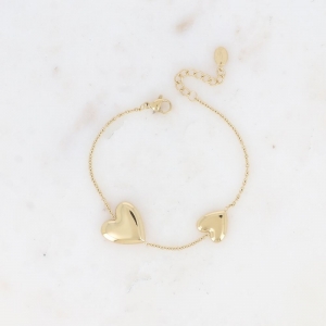 ARMBAND MET 2 HARTJES goud