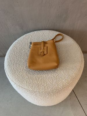 lederen schouderatas H cognac