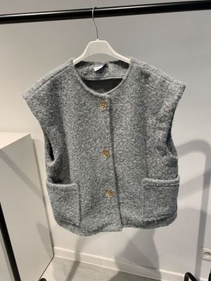 debardeur gouden knopen grijs
