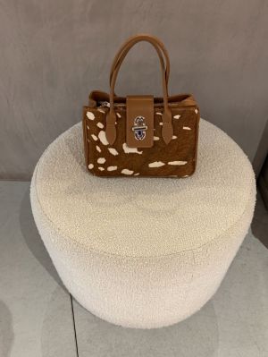 lederen handtas vacht bambi cognac